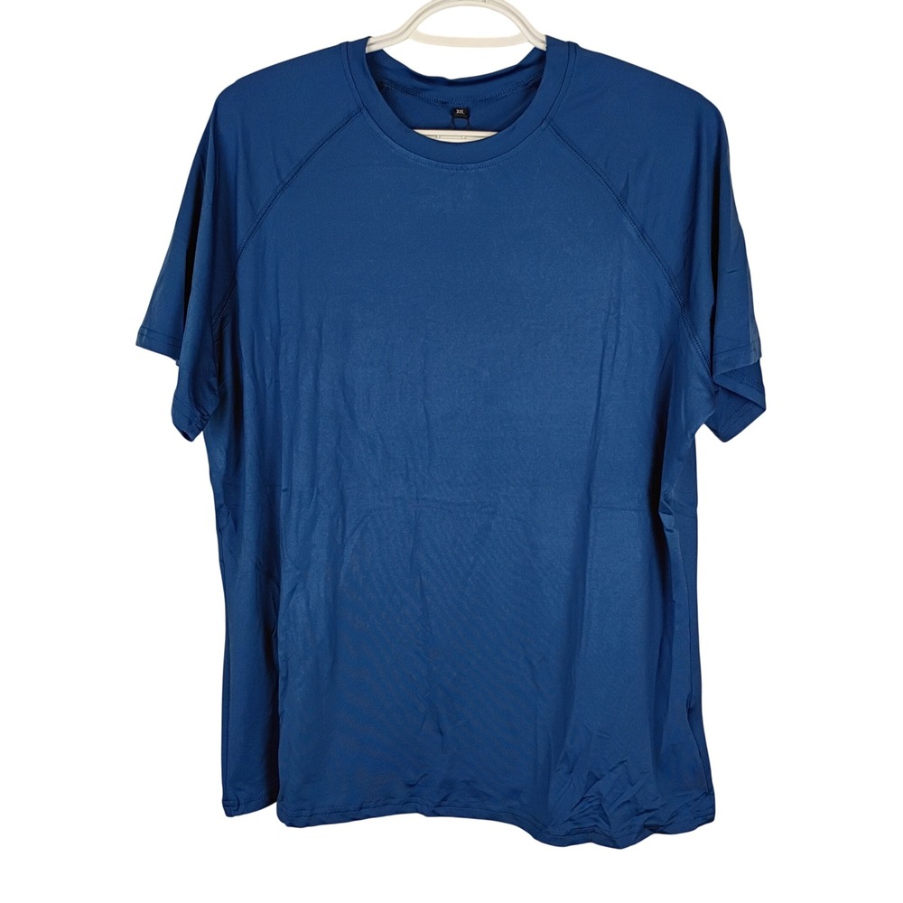 Huukeay Women XXL Blue Short Sleeve Raglan Activewear Performance T-Shirt NWT